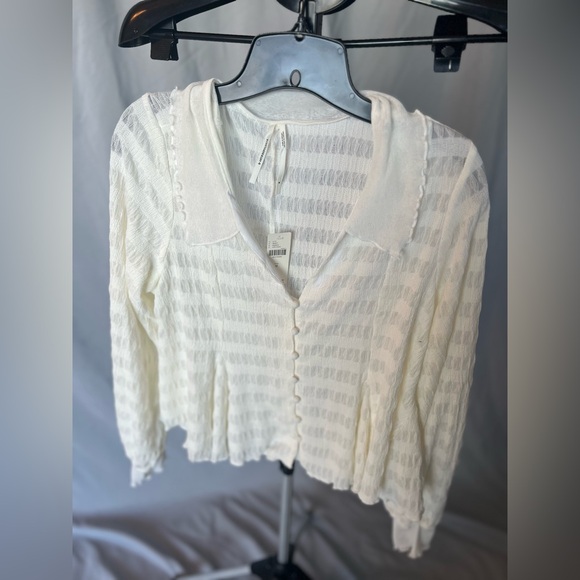 Anthropologie Cream Button-Down Shirt